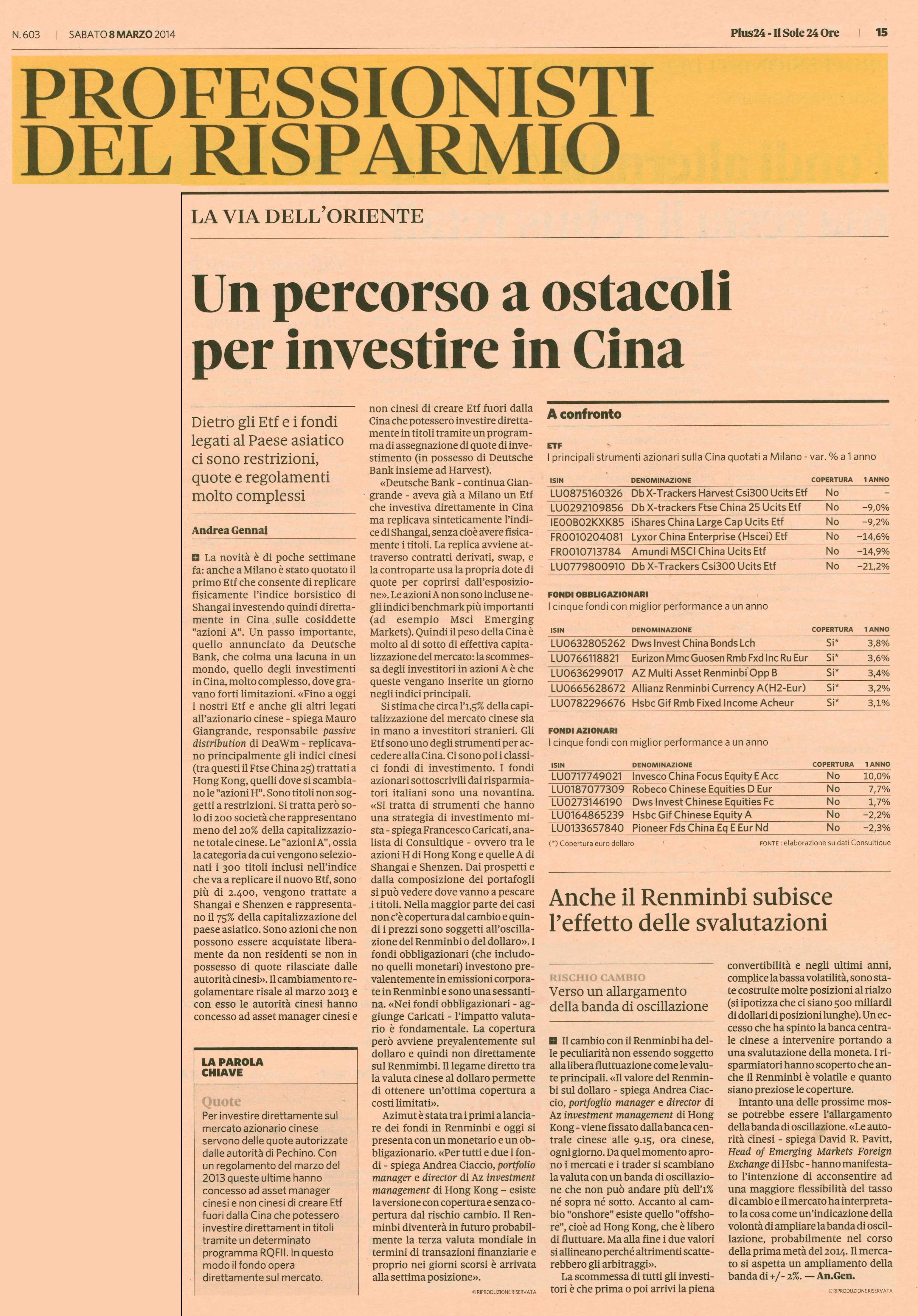 Professionisti del Risparmio - un percorso a ostacoli per investire in Cina