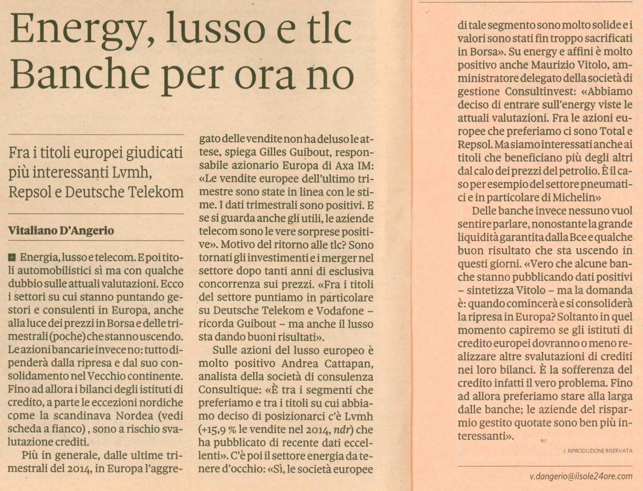 Energy, lusso e telecom - Banche per ora no