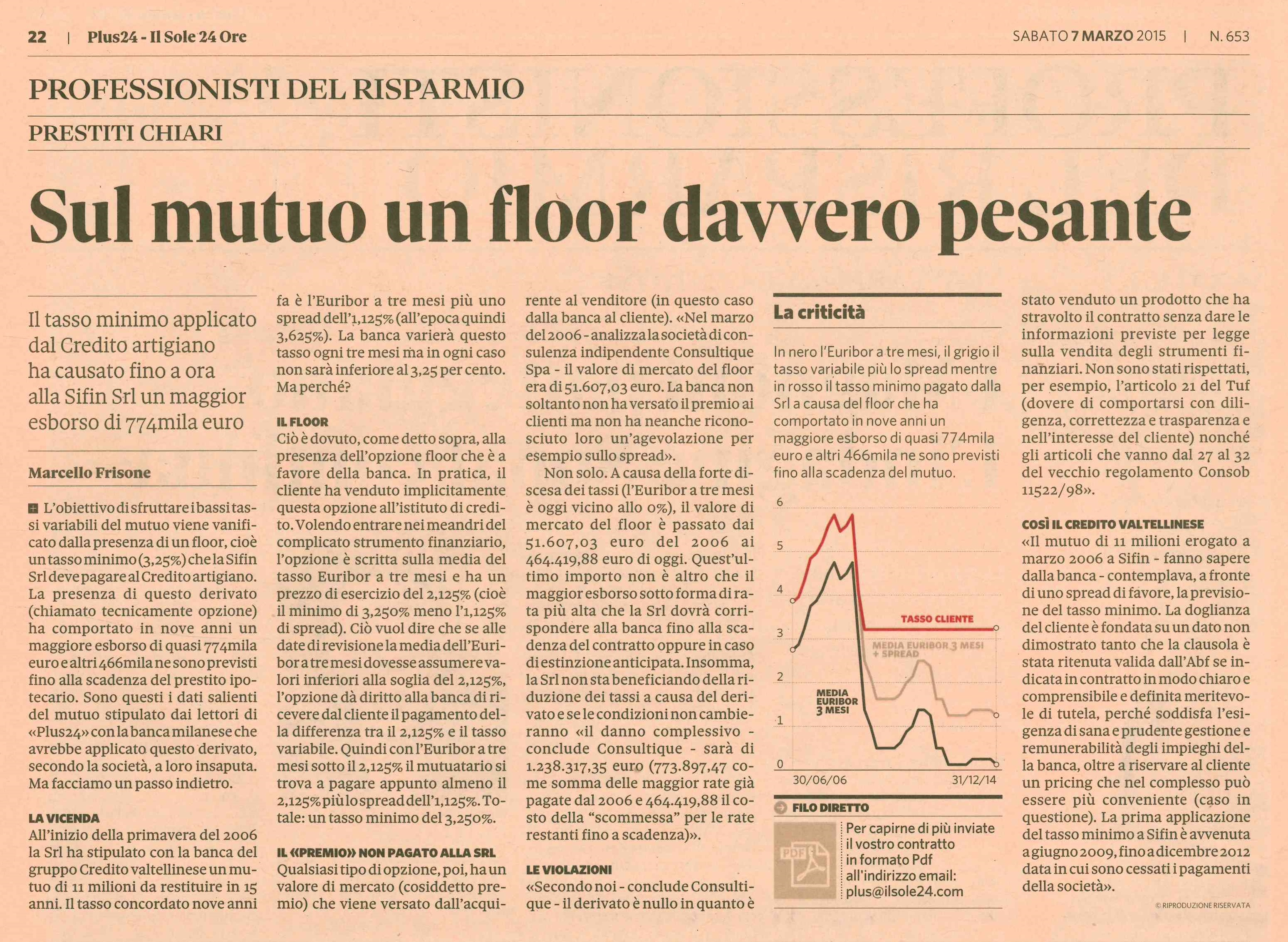 Sul mutuo un floor davvero pesante