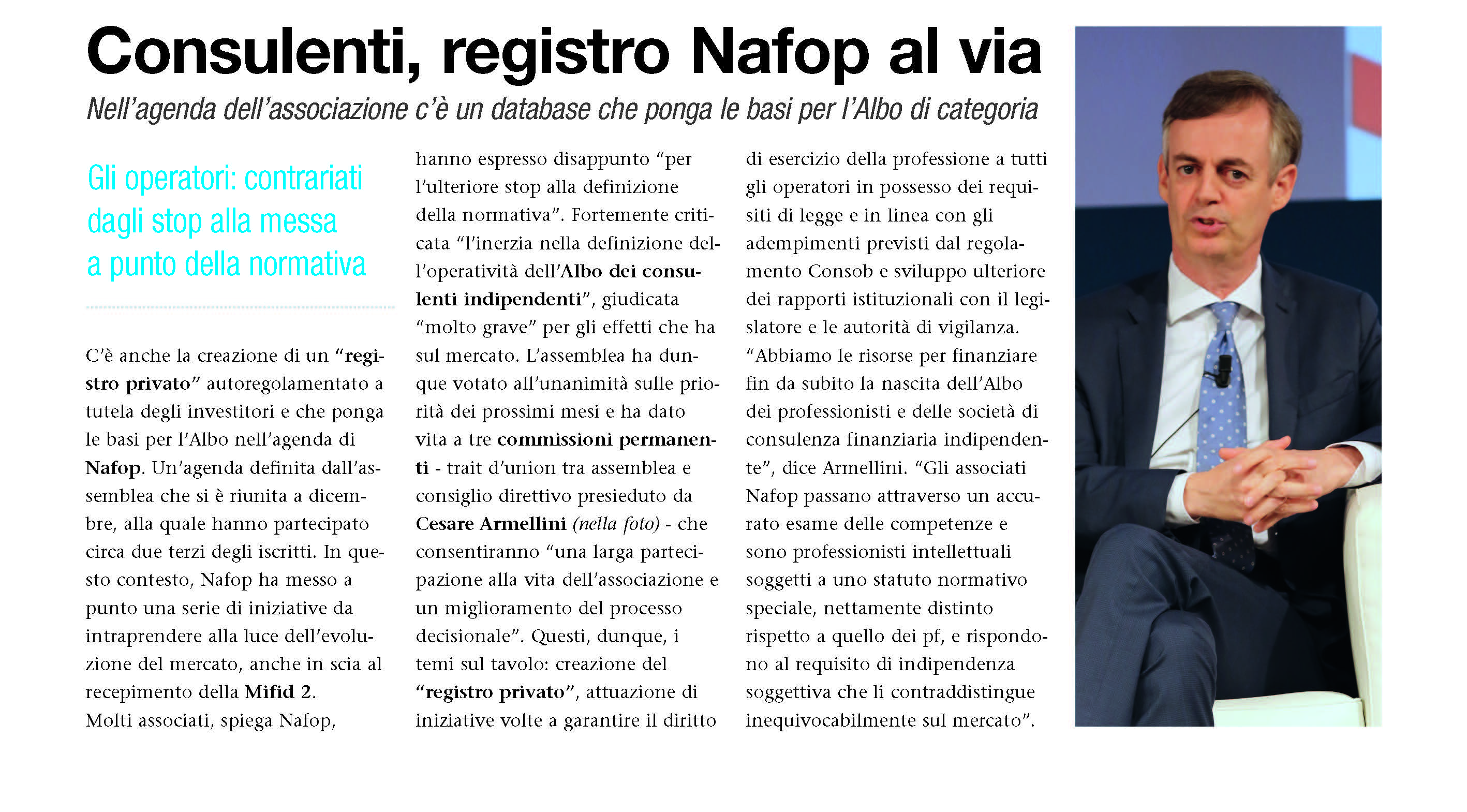 Consulenti, registro Nafop al via