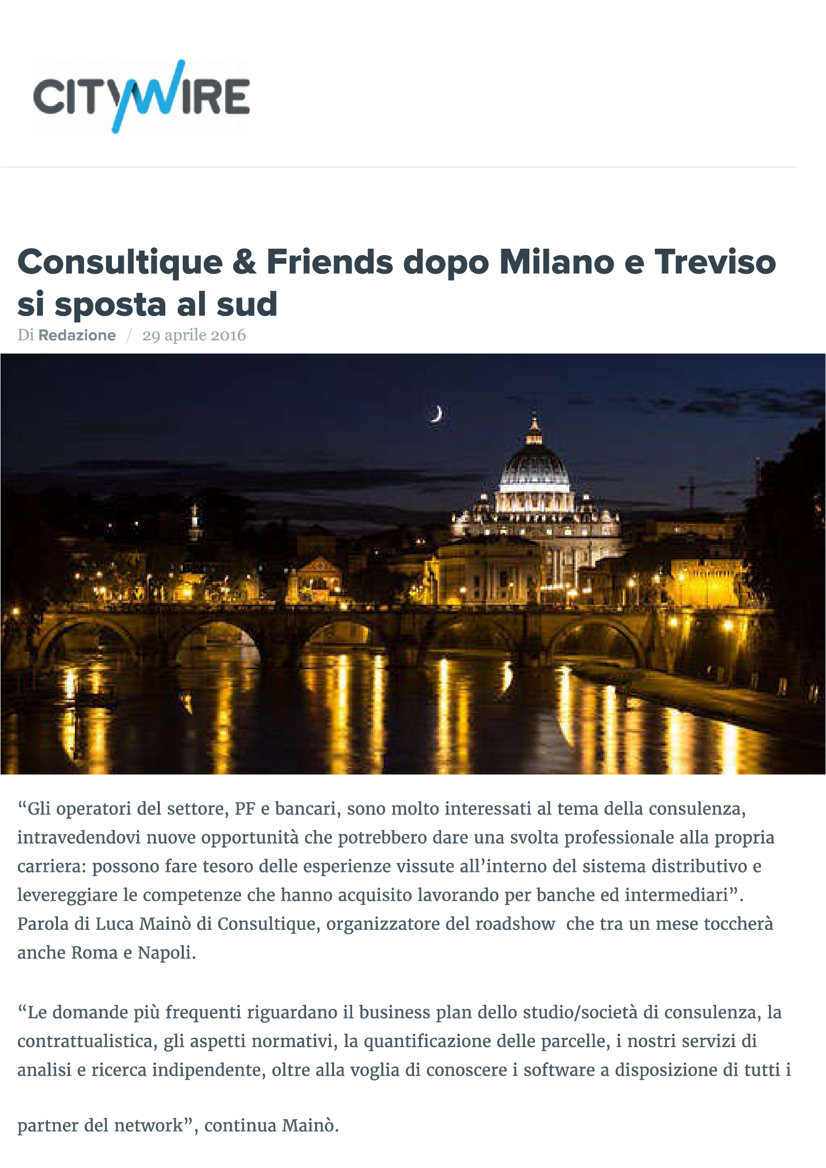 Consultique & Friends dopo Milano e Treviso si sposta al sud