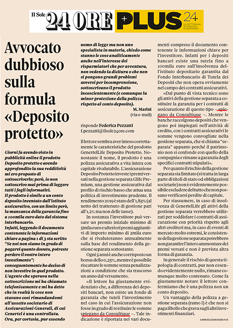 AVVOCATO DUBBIOSO SULLA FORMULA «DEPOSITO PROTETTO»