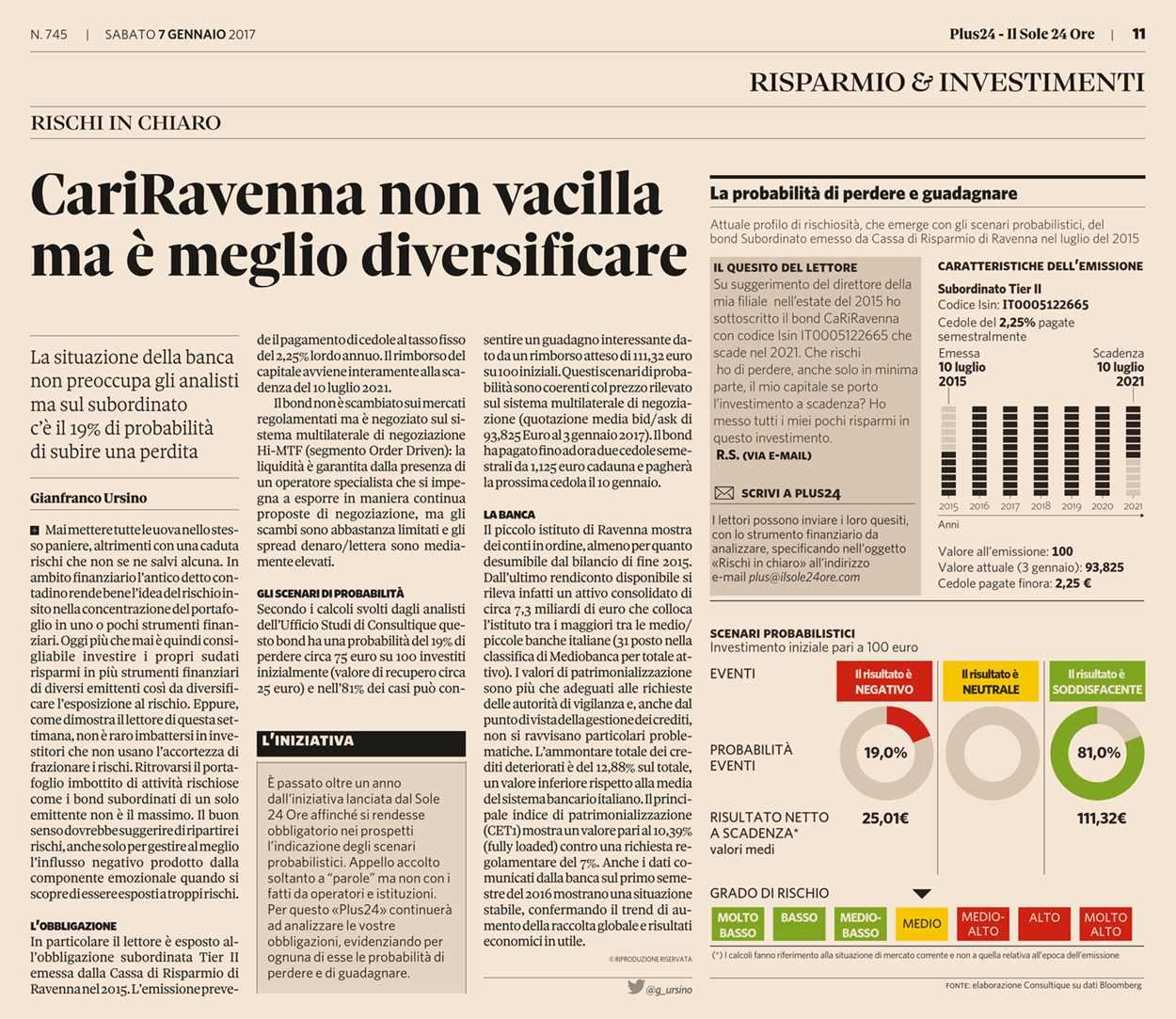 CariRavenna non vacilla ma è meglio diversificare