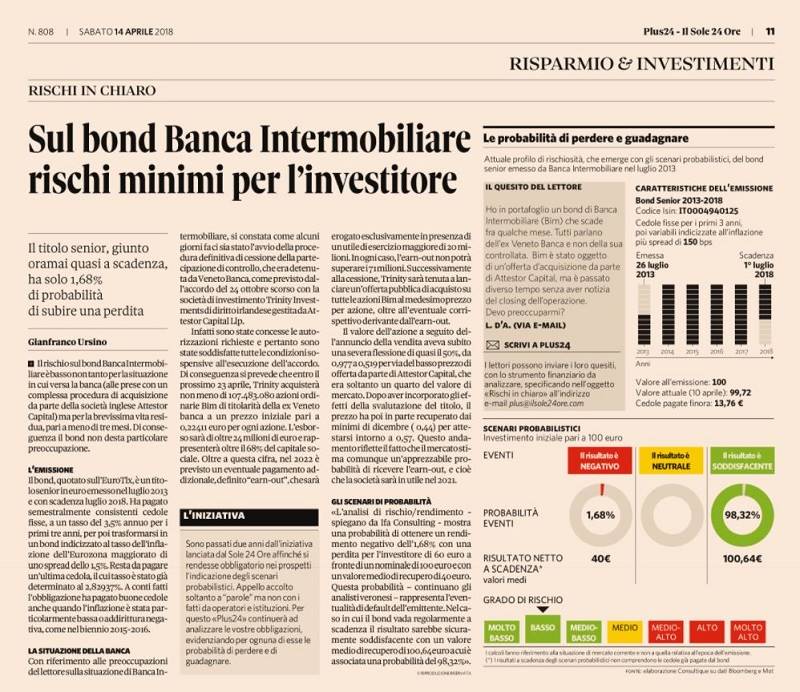 Sul bond Banca Intermobiliare rischi minimi per l’investitore