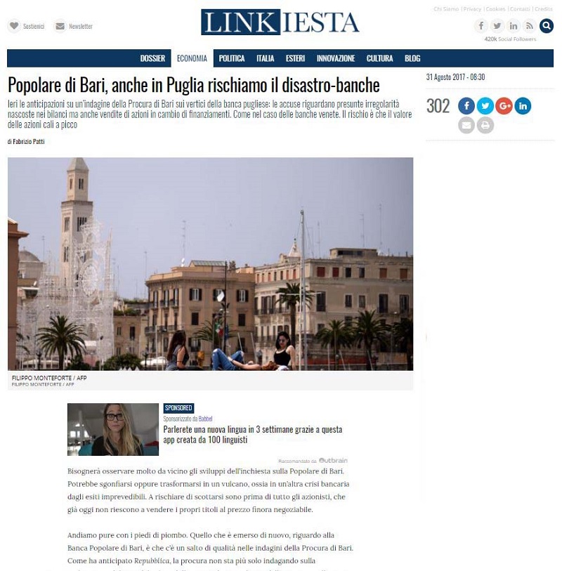 Popolare di Bari, anche in Puglia rischiamo il disastro-banche