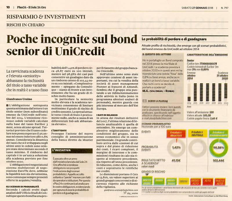 Poche incognite sul bond senior di UniCredit