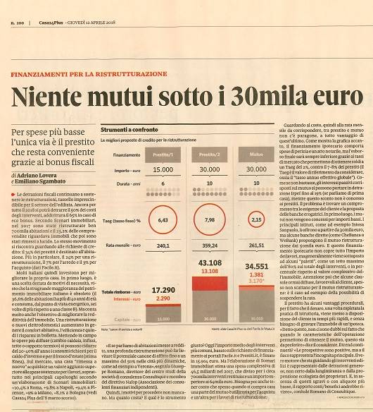 Niente mutui sotto i 30mila euro