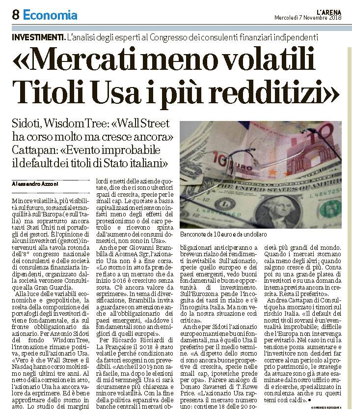 Mercati meno volatili. Titoli Usa i più redditizi