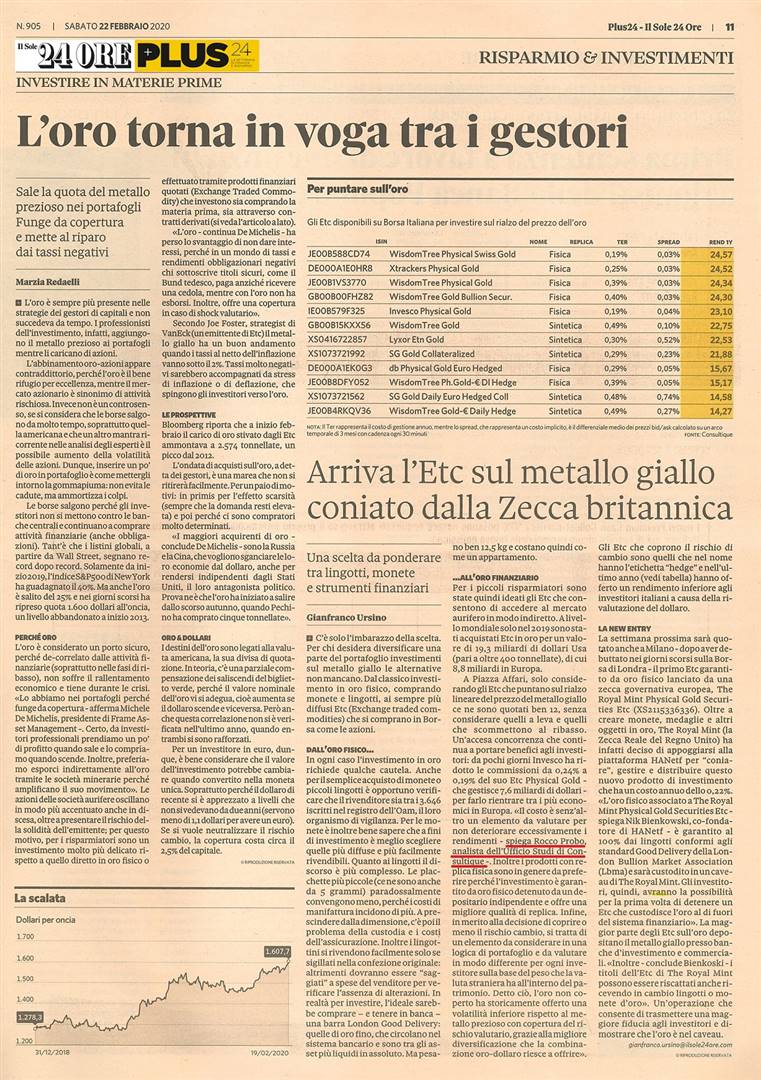 ARRIVA L'ETC SUL METALLO GIALLO CONIATO DALLA ZECCA BRITANNICA