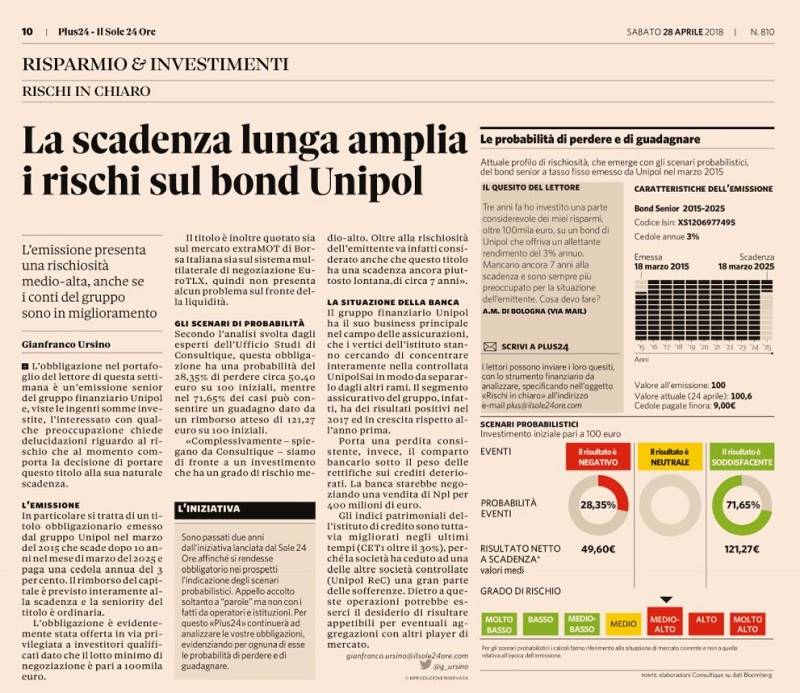 La scadenza lunga amplia i rischi sul bond Unipol