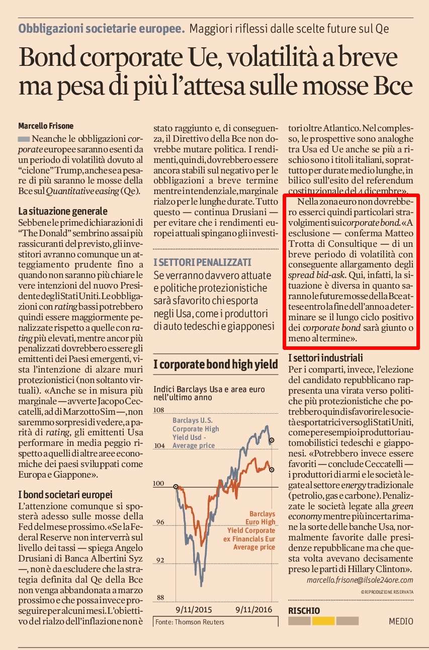 Bond Corporate Ue, volatilità a breve ma pesa di più l'attesa sulle mosse Bce