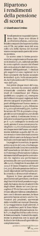 Ripartono i rendimenti della pensione di scorta
