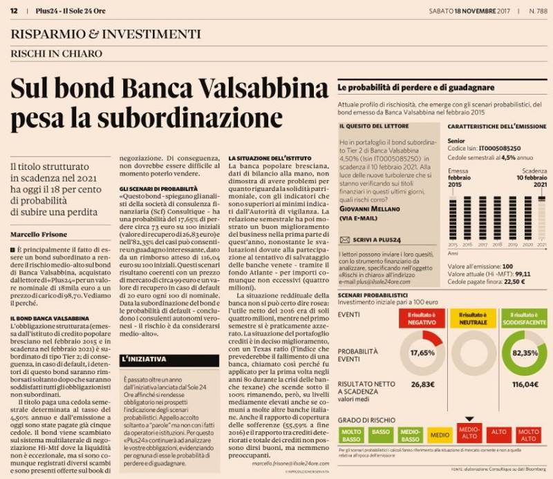 Sul bond Banca Valsabbina pesa la subordinazione