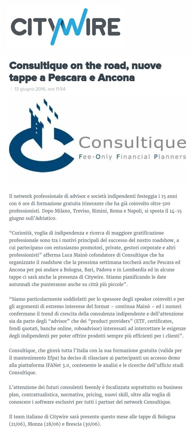 Consultique on the road nuove tappe a Pescara e Ancona