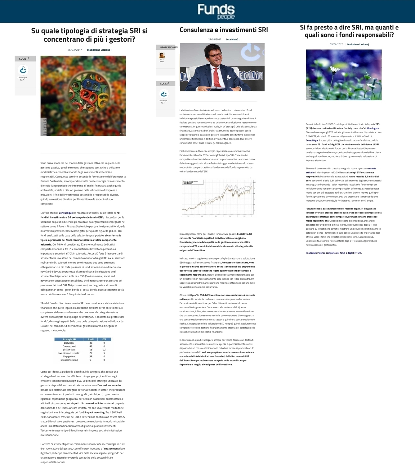 Consulenza e investimenti SRI: i nostri interventi su FundsPeople