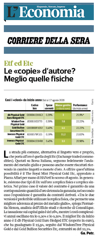 ETF E ETC: LE COPIE D’AUTORE? MEGLIO QUELLE FISICHE