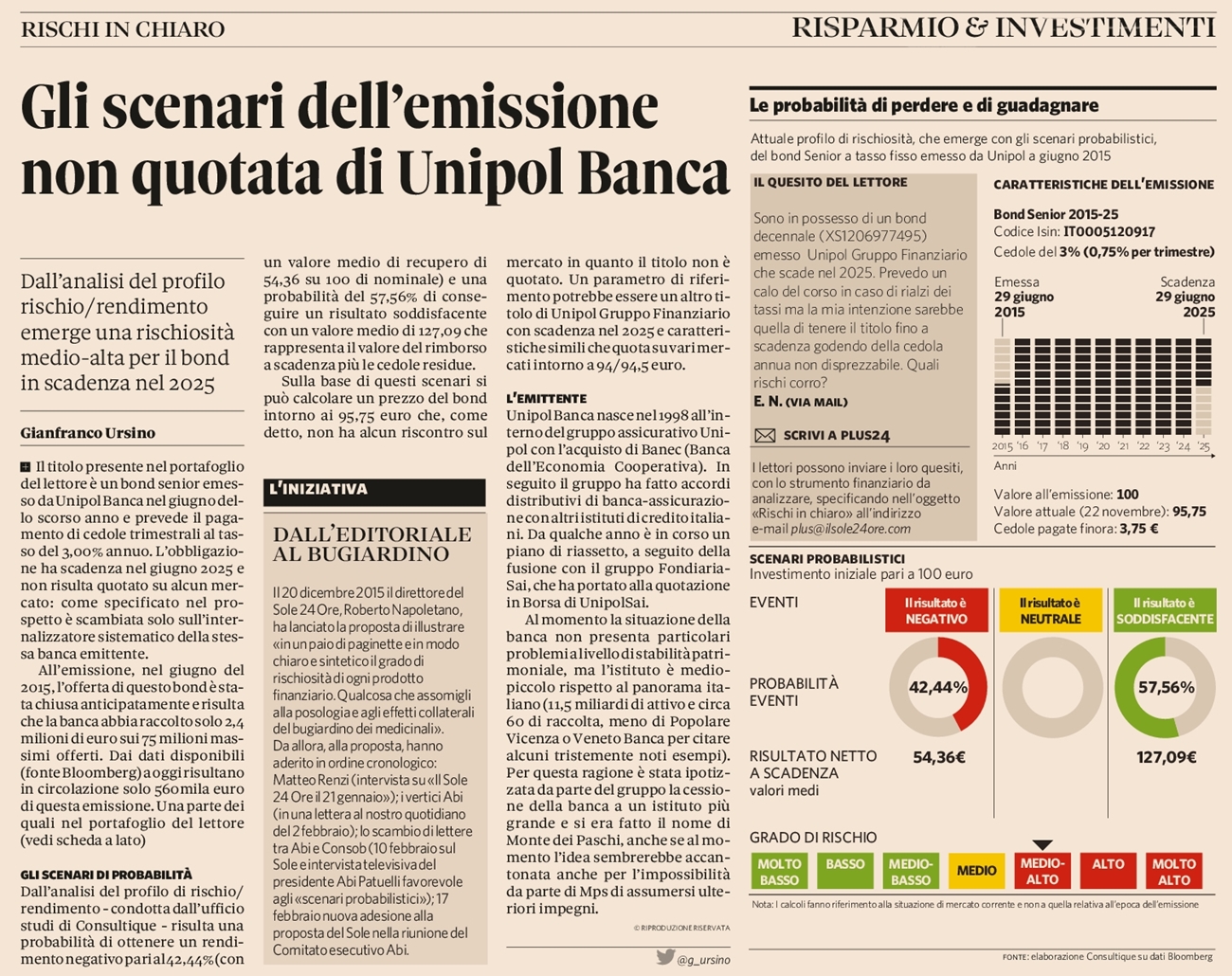 Gli scenari dell'emissione non quotata di Unipol Banca