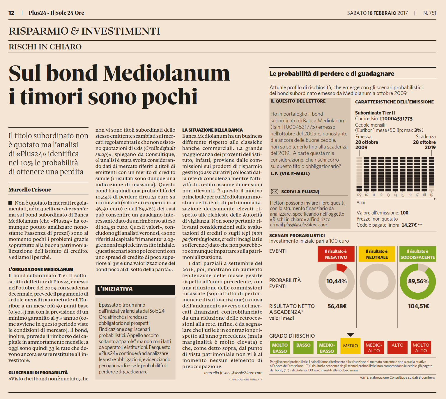 Sul bond Mediolanum i timori sono pochi