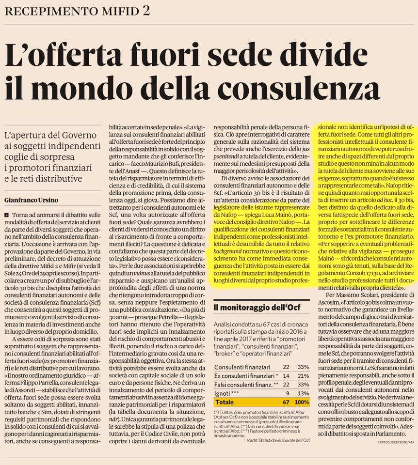 L'offerta fuori sede divide il mondo della consulenza