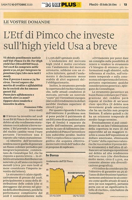L'ETF DI PIMCO CHE INVESTE SULL'HIGH YIELD USA A BREVE