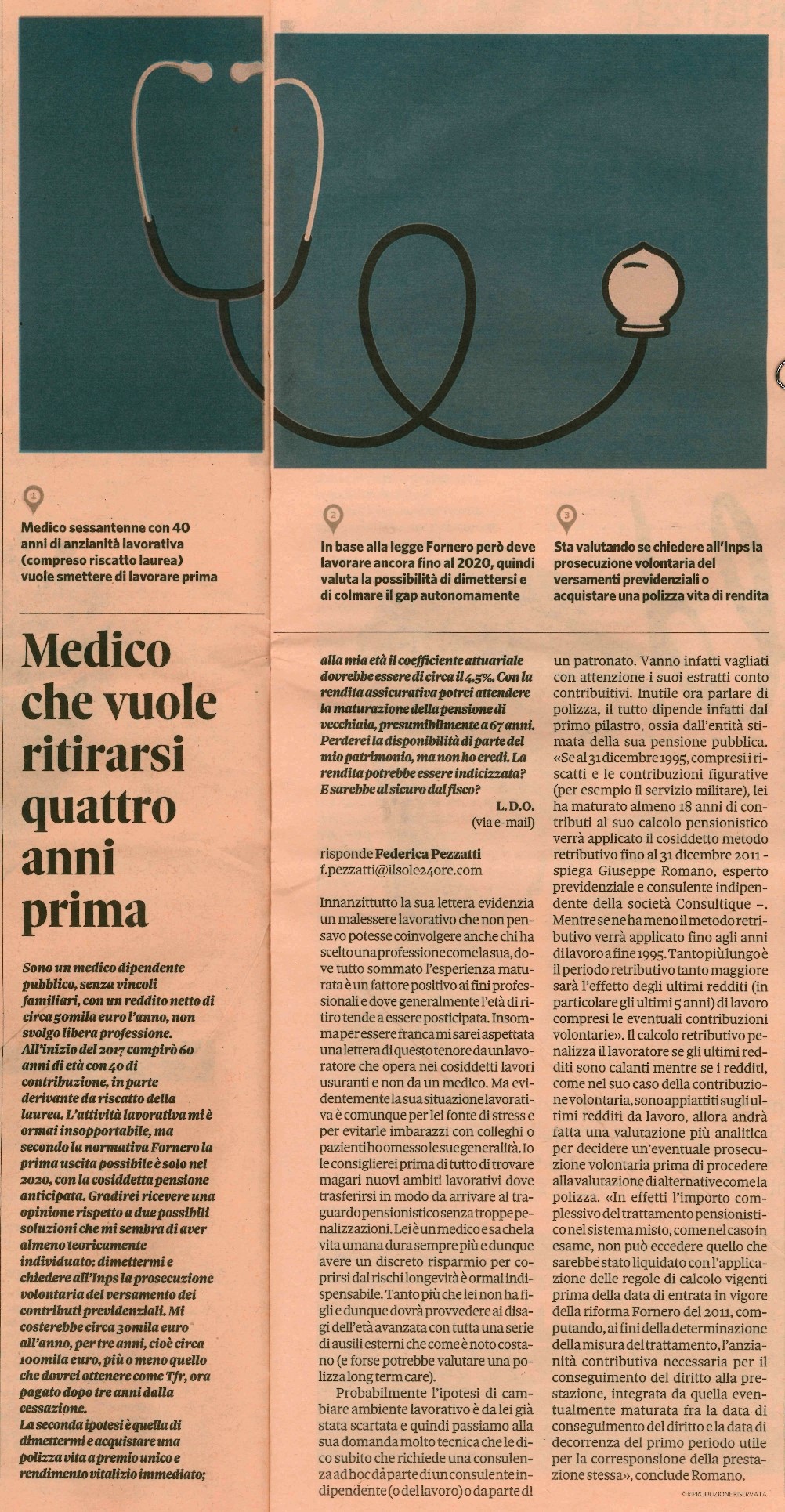 Medico che vuole ritirarsi quattro anni prima