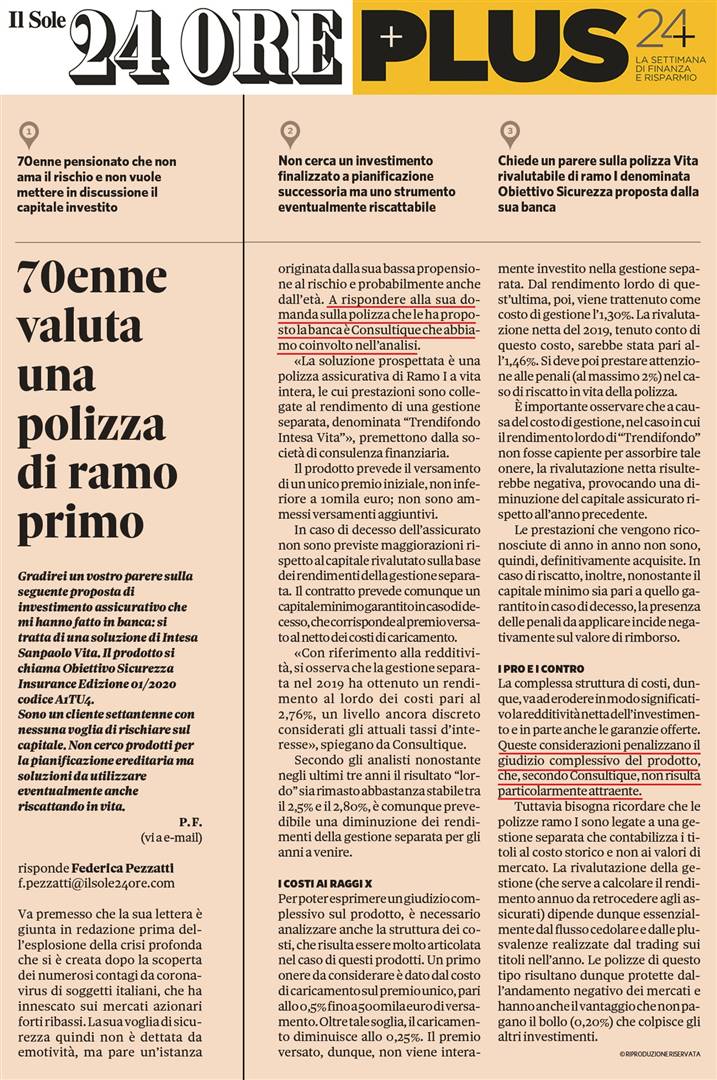 70.ENNE VALUTA UNA POLIZZA DI RAMO I