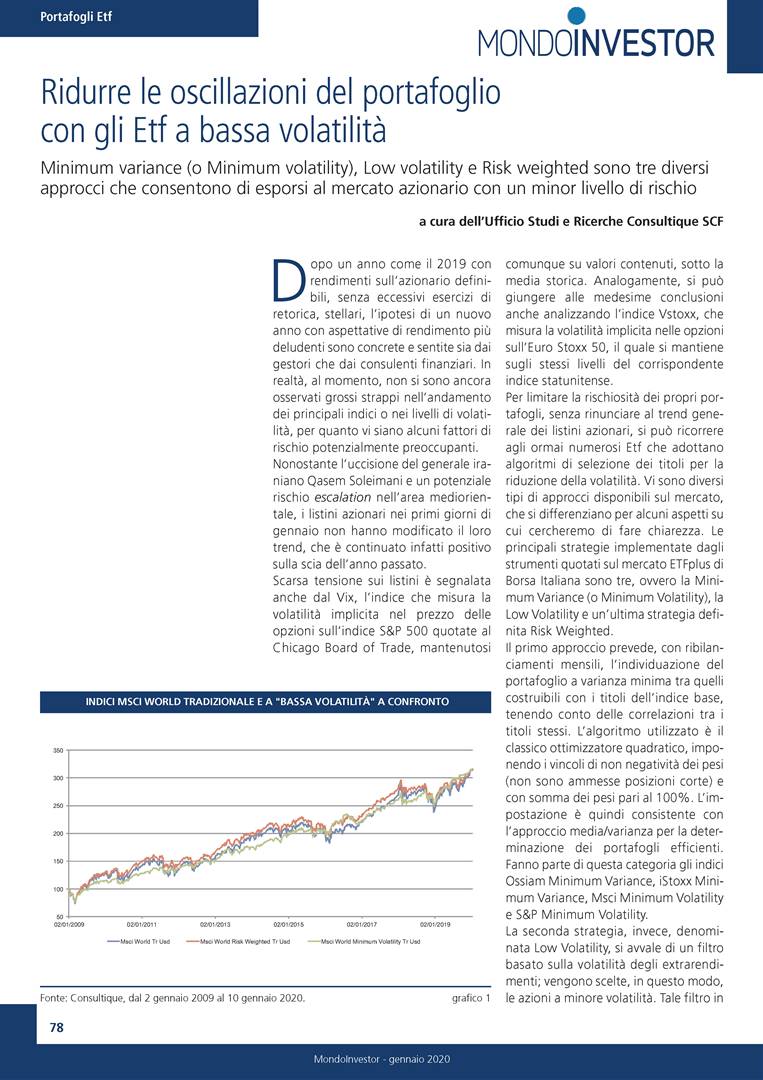 RIDURRE LE OSCILLAZIONI DEL PORTAFOGLIO CON GLI ETF A BASSA VOLATILITÀ