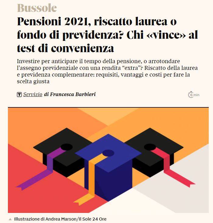 PENSIONI 2021, RISCATTO LAUREA O FONDO DI PREVIDENZA? CHI «VINCE» AL TEST DI CONVENIENZA