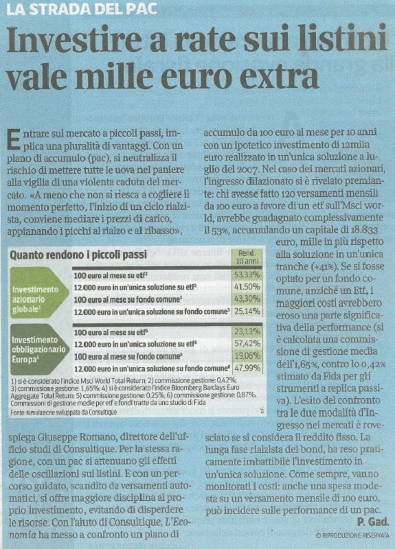 Investire a rate sui listini vale mille euro extra