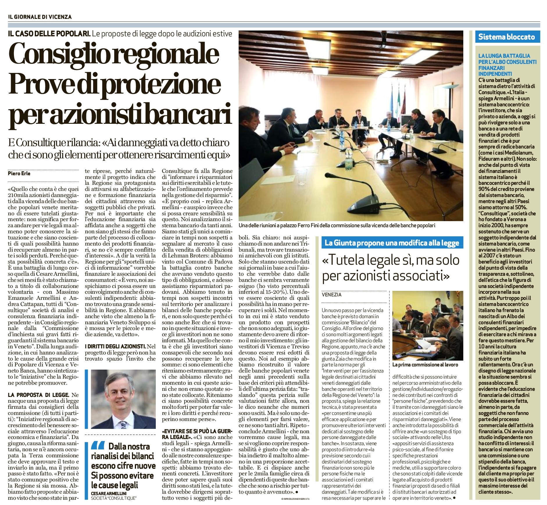 Consiglio regionale - Prove di protezione per azionisti bancari