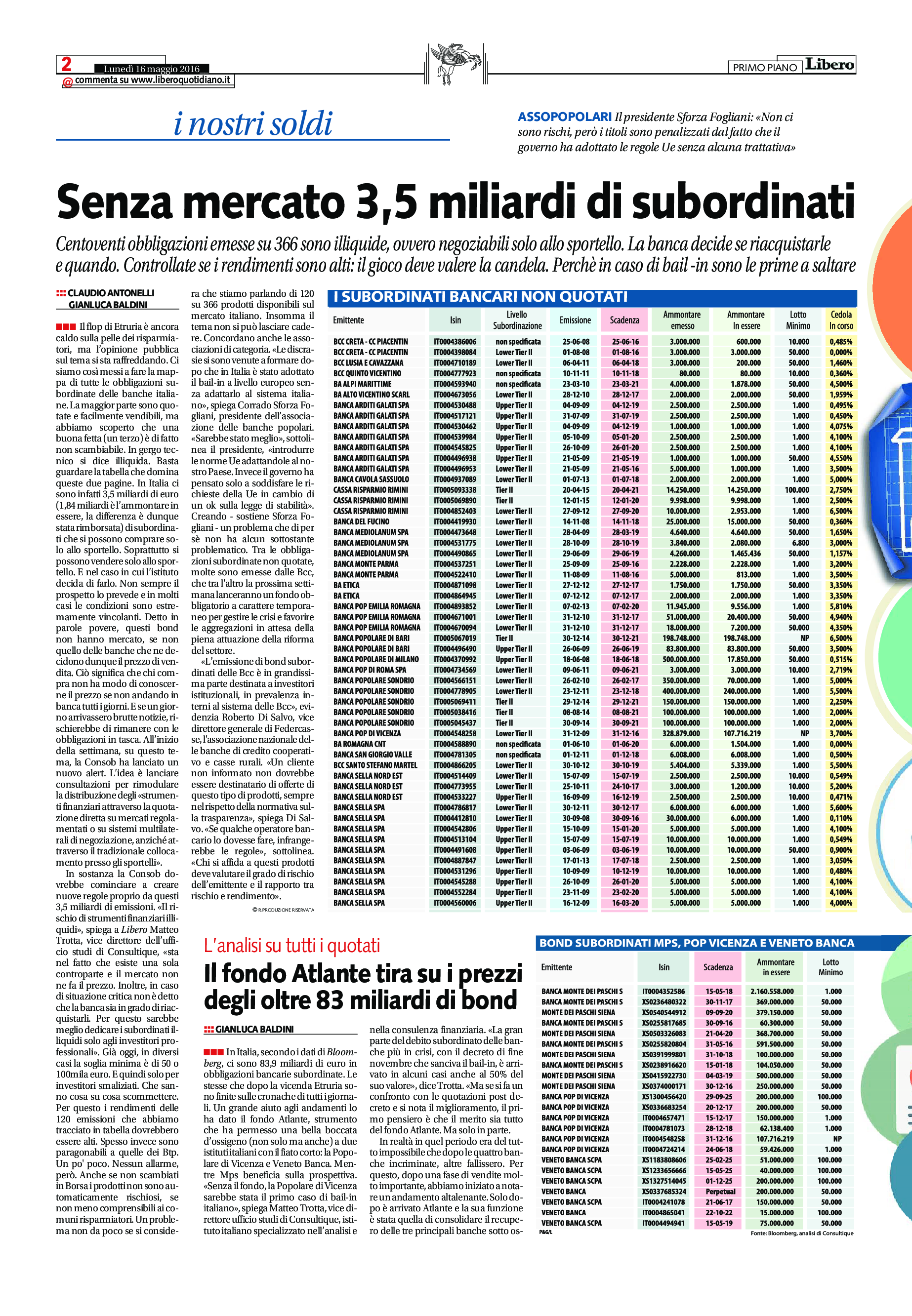 Ecco tutti i bond bancari: guardate se siete a rischio