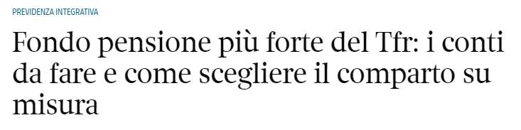 PENSIONE INTEGRATIVA: FONDO PENSIONE PIÙ FORTE DEL TFR: I CONTI DA FARE E COME SCEGLIERE IL COMPARTO SU MISURA