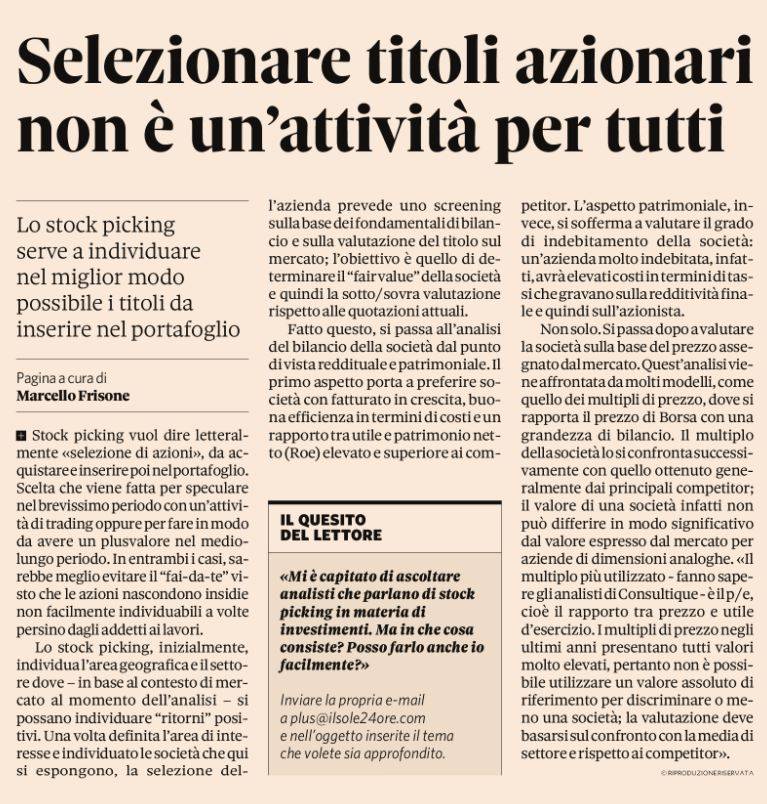 Selezionare titoli azionari non è un’attività per tutti