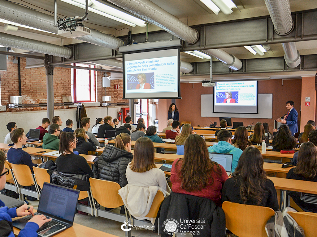 Secondo incontro in università Ca' Foscari a Venezia: la consulenza finanziaria indipendente a lezione