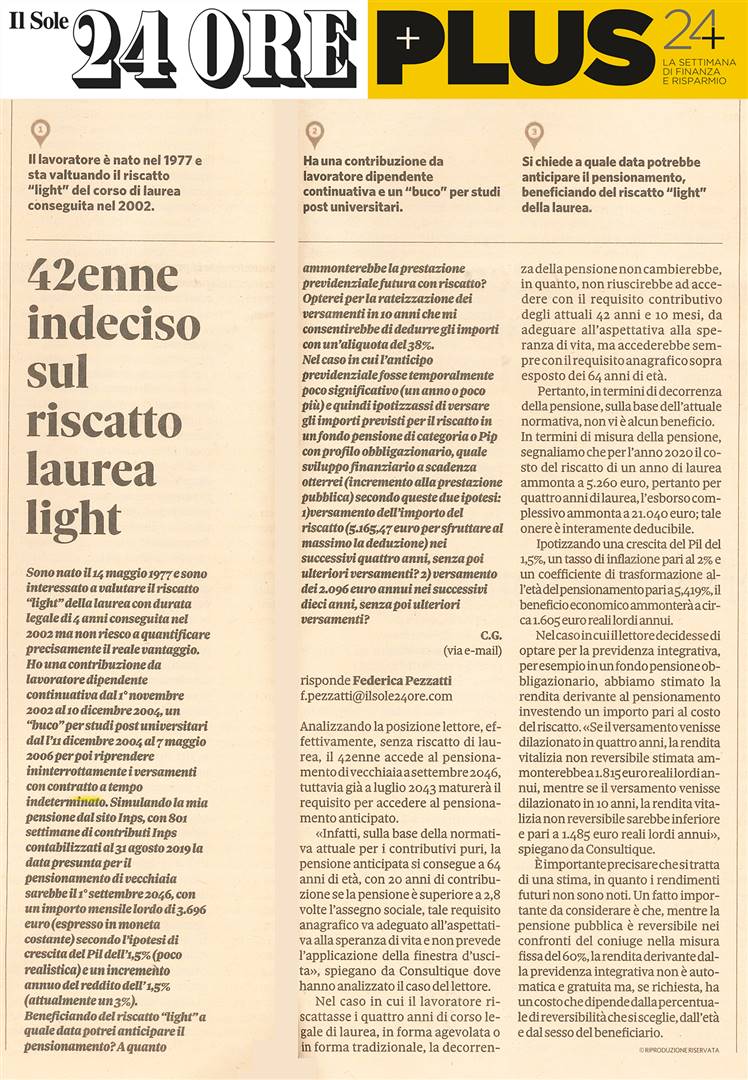42ENNE INDECISO SU RISCATTO DI LAUREA LIGHT