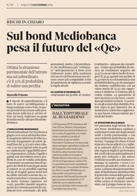 Sul bond Mediobanca pesa il futuro del 